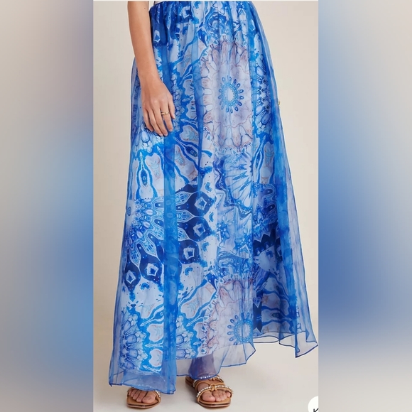 Anthropologie Siddhartha Bansal Swetha Silk Maxi Skirt MED NWT - C0727 - Picture 1 of 9